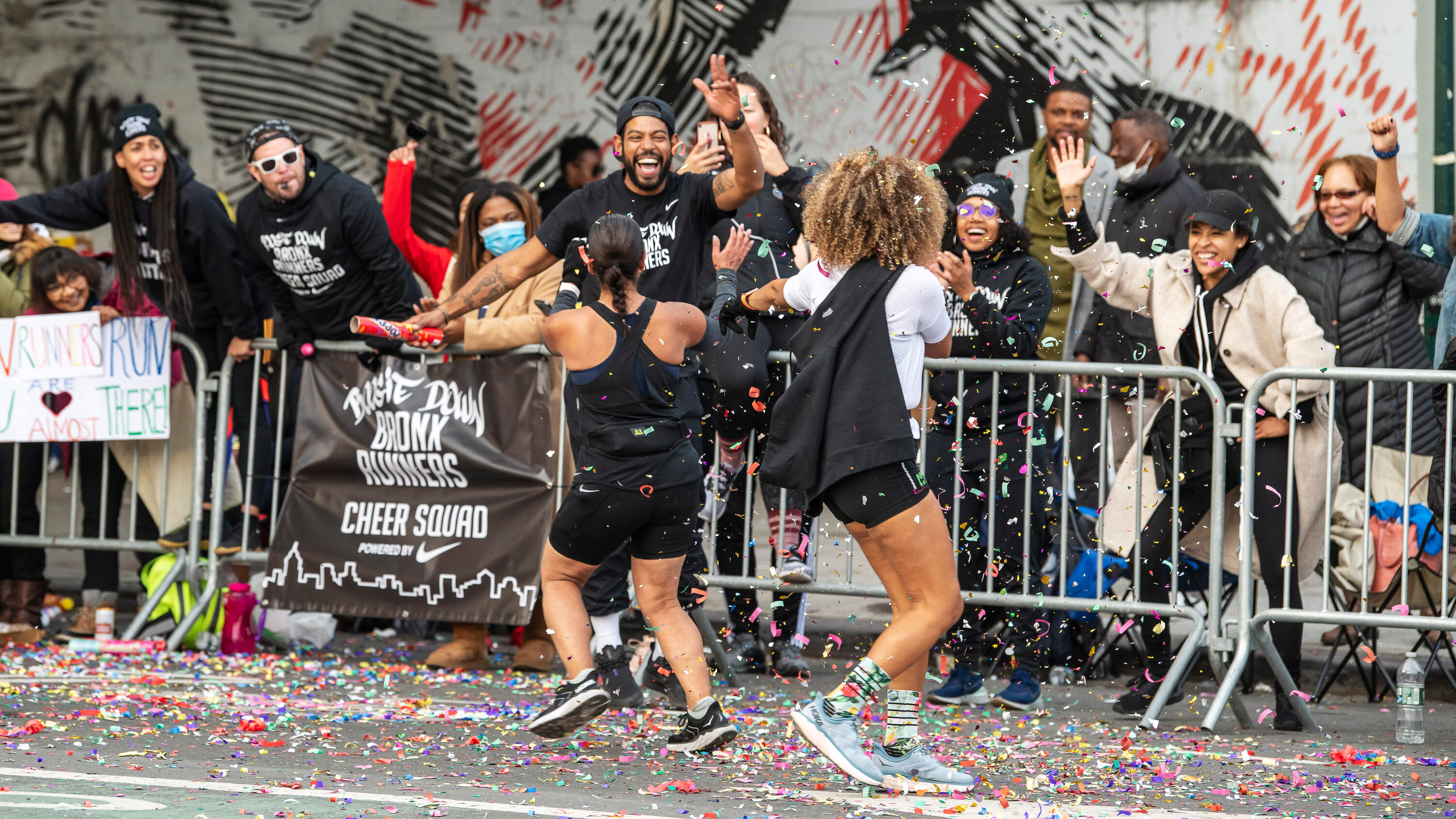Spectators cheering at the race